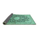 Sideview of Medallion Turquoise Traditional Rug, tr376turq