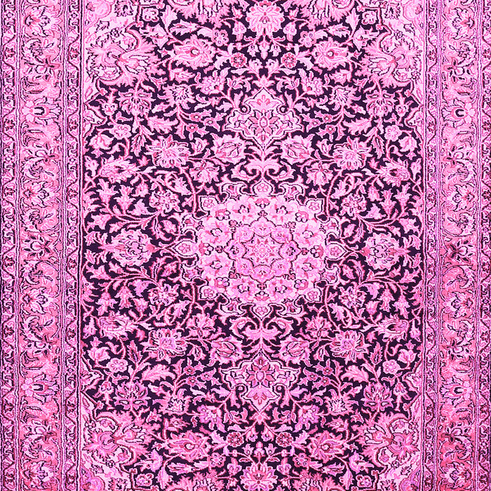Machine Washable Medallion Pink Traditional Rug, wshtr376pnk