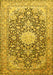 Machine Washable Medallion Yellow Traditional Rug, wshtr376yw