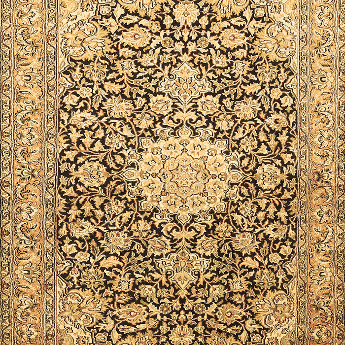 Machine Washable Medallion Brown Traditional Rug, wshtr376brn