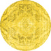 Round Persian Yellow Traditional Rug, tr3770yw