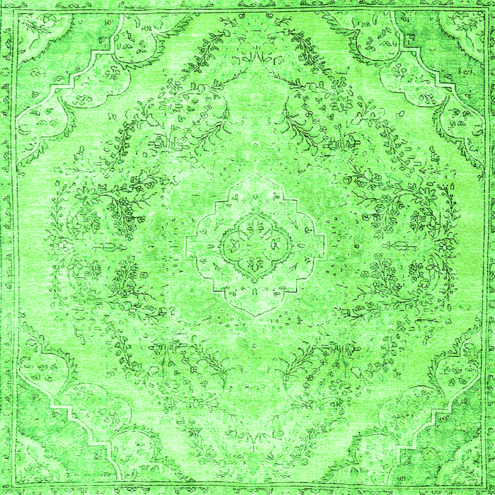 Round Machine Washable Persian Green Traditional Area Rugs, wshtr3770grn