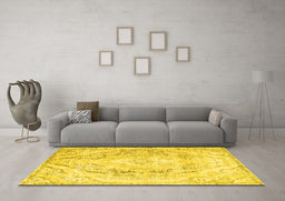 Machine Washable Persian Yellow Traditional Rug in a Living Room, wshtr3770yw
