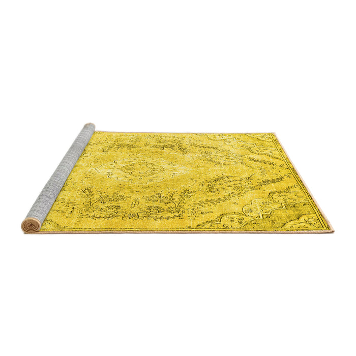 Sideview of Machine Washable Persian Yellow Traditional Rug, wshtr3770yw