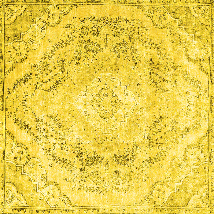 Square Persian Yellow Traditional Rug, tr3770yw