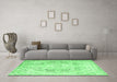 Machine Washable Persian Emerald Green Traditional Area Rugs in a Living Room,, wshtr3770emgrn