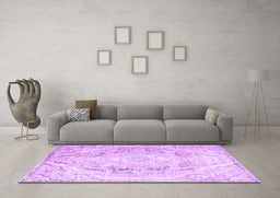 Machine Washable Persian Purple Traditional Area Rugs in a Living Room, wshtr3770pur