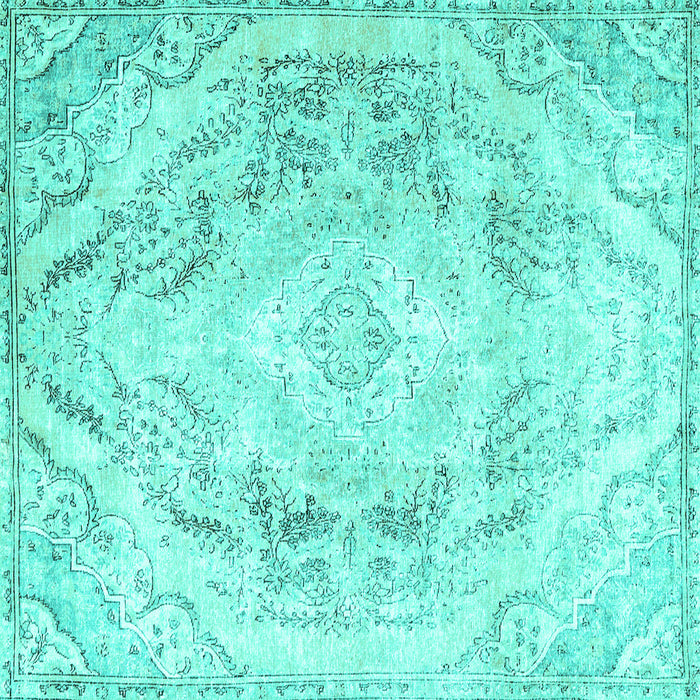 Square Machine Washable Persian Turquoise Traditional Area Rugs, wshtr3770turq