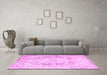 Machine Washable Persian Pink Traditional Rug in a Living Room, wshtr3770pnk