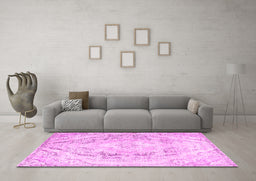 Machine Washable Persian Pink Traditional Rug in a Living Room, wshtr3770pnk