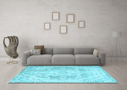 Machine Washable Persian Light Blue Traditional Rug in a Living Room, wshtr3770lblu