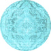 Round Persian Light Blue Traditional Rug, tr3770lblu