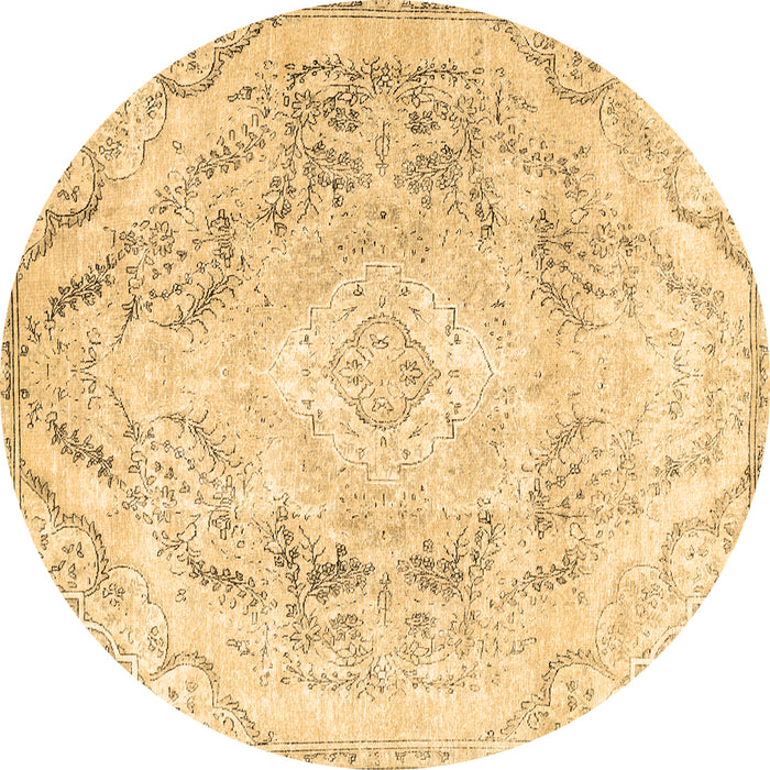 Round Persian Brown Traditional Rug, tr3770brn