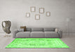 Machine Washable Persian Green Traditional Area Rugs in a Living Room,, wshtr3770grn