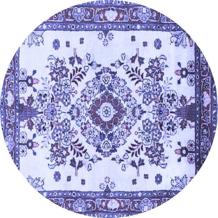 Round Medallion Blue Traditional Rug, tr3771blu
