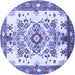 Round Medallion Blue Traditional Rug, tr3771blu