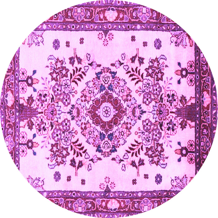 Round Medallion Purple Traditional Rug, tr3771pur