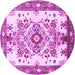 Round Medallion Purple Traditional Rug, tr3771pur