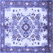 Square Medallion Blue Traditional Rug, tr3771blu