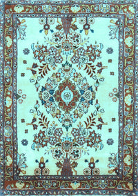 Medallion Light Blue Traditional Rug, tr3771lblu