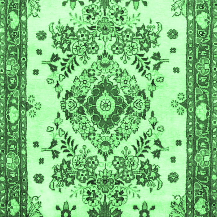 Machine Washable Medallion Emerald Green Traditional Area Rugs, wshtr3771emgrn