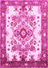 Machine Washable Medallion Pink Traditional Rug, wshtr3771pnk