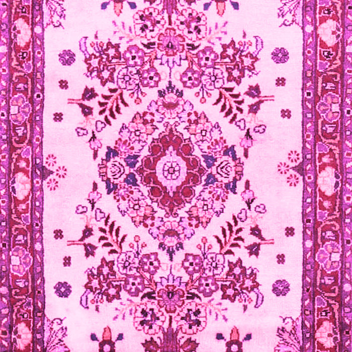 Machine Washable Medallion Pink Traditional Rug, wshtr3771pnk