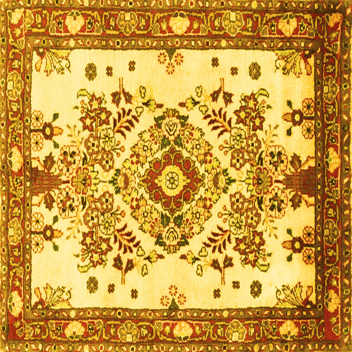 Square Medallion Yellow Traditional Rug, tr3771yw