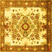 Square Medallion Yellow Traditional Rug, tr3771yw