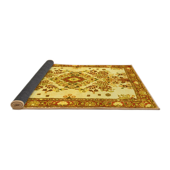 Sideview of Medallion Yellow Traditional Rug, tr3771yw