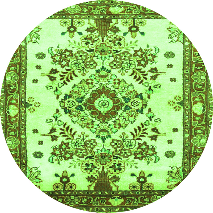 Machine Washable Medallion Green Traditional Area Rugs, wshtr3771grn