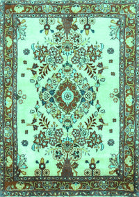 Medallion Turquoise Traditional Rug, tr3771turq