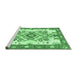 Sideview of Machine Washable Medallion Emerald Green Traditional Area Rugs, wshtr3771emgrn