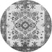 Machine Washable Medallion Gray Traditional Rug, wshtr3771gry