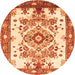 Square Medallion Orange Traditional Rug, tr3771org