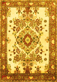 Medallion Yellow Traditional Rug, tr3771yw