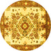 Round Medallion Yellow Traditional Rug, tr3771yw