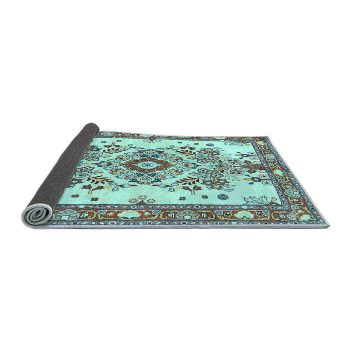 Sideview of Medallion Light Blue Traditional Rug, tr3771lblu