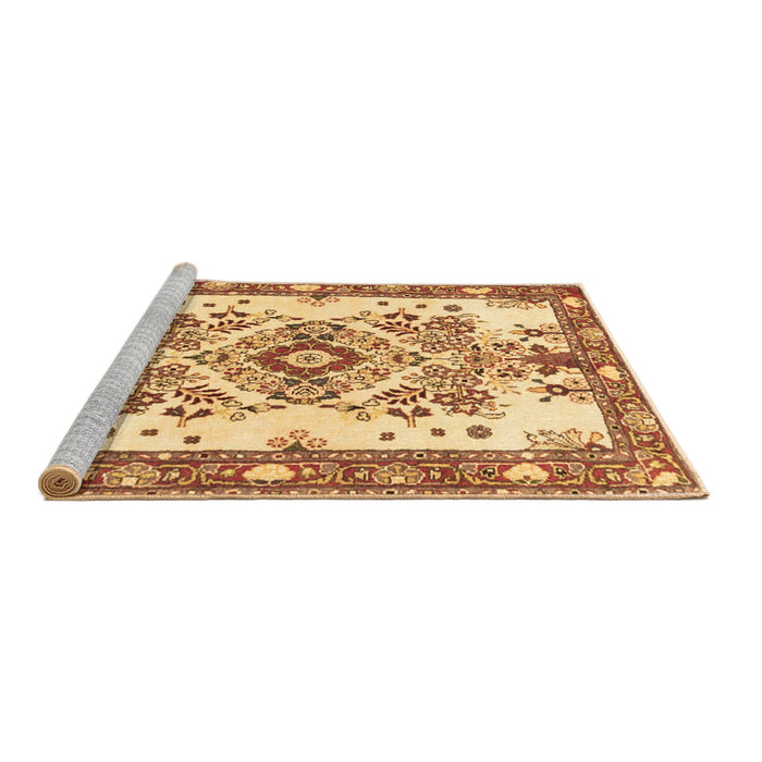 Sideview of Machine Washable Medallion Brown Traditional Rug, wshtr3771brn