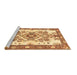 Sideview of Machine Washable Medallion Brown Traditional Rug, wshtr3771brn