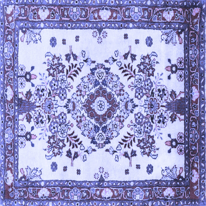 Square Machine Washable Medallion Blue Traditional Rug, wshtr3771blu