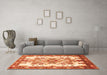 Machine Washable Medallion Orange Traditional Area Rugs in a Living Room, wshtr3771org