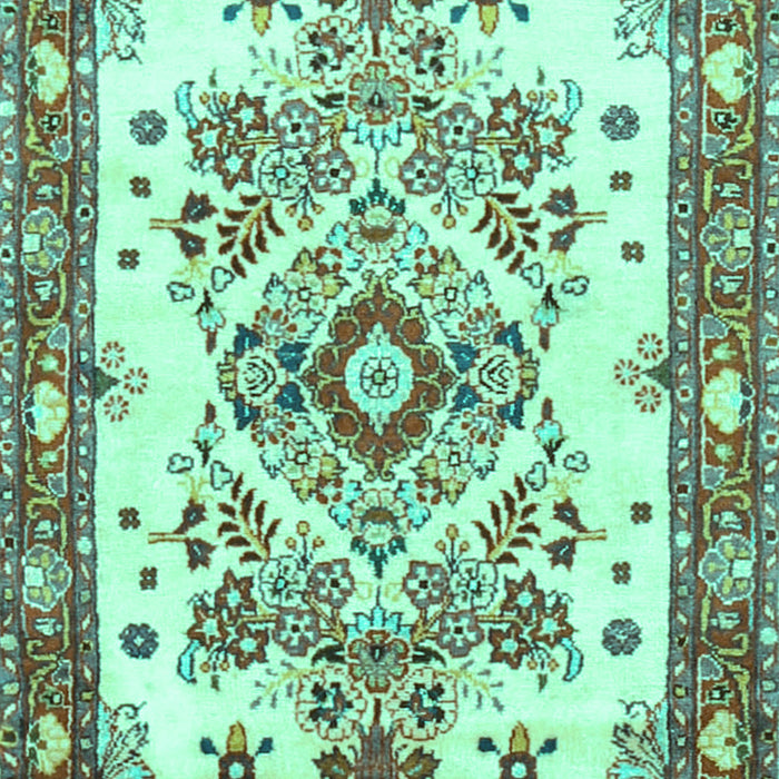 Machine Washable Medallion Turquoise Traditional Area Rugs, wshtr3771turq