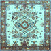 Square Medallion Light Blue Traditional Rug, tr3771lblu