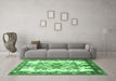 Machine Washable Medallion Emerald Green Traditional Area Rugs in a Living Room,, wshtr3771emgrn