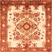 Serging Thickness of Medallion Orange Traditional Rug, tr3771org