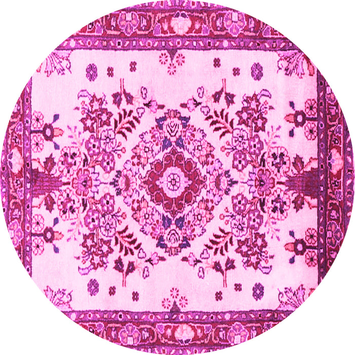 Round Medallion Pink Traditional Rug, tr3771pnk