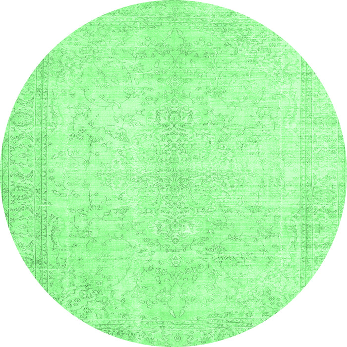Round Persian Emerald Green Traditional Rug, tr3772emgrn