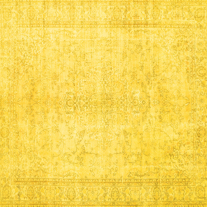 Square Machine Washable Persian Yellow Traditional Rug, wshtr3772yw