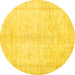 Round Persian Yellow Traditional Rug, tr3772yw